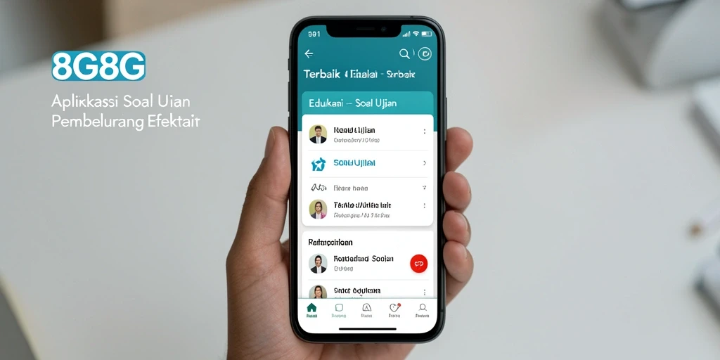 Antarmuka aplikasi 8G8G dengan fitur soal ujian