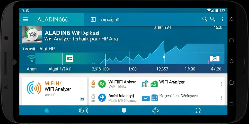 Screenshot utama ALADIN66 menampilkan antarmuka WiFi Analyzer yang informatif.