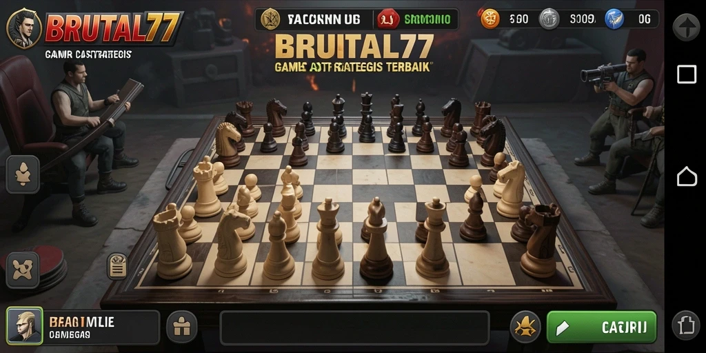 Tampilan antarmuka game Catur BRUTAL77 yang menarik dan interaktif.