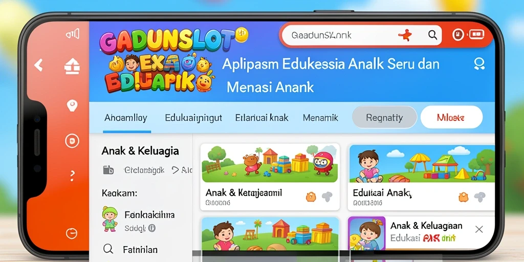 Antarmuka GADUNSLOT yang interaktif dan edukatif untuk anak-anak.