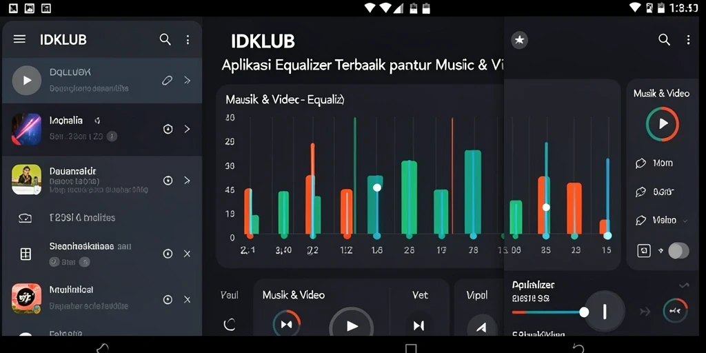 Tampilan antarmuka IDKLUB dengan berbagai pilihan pengaturan Equalizer.