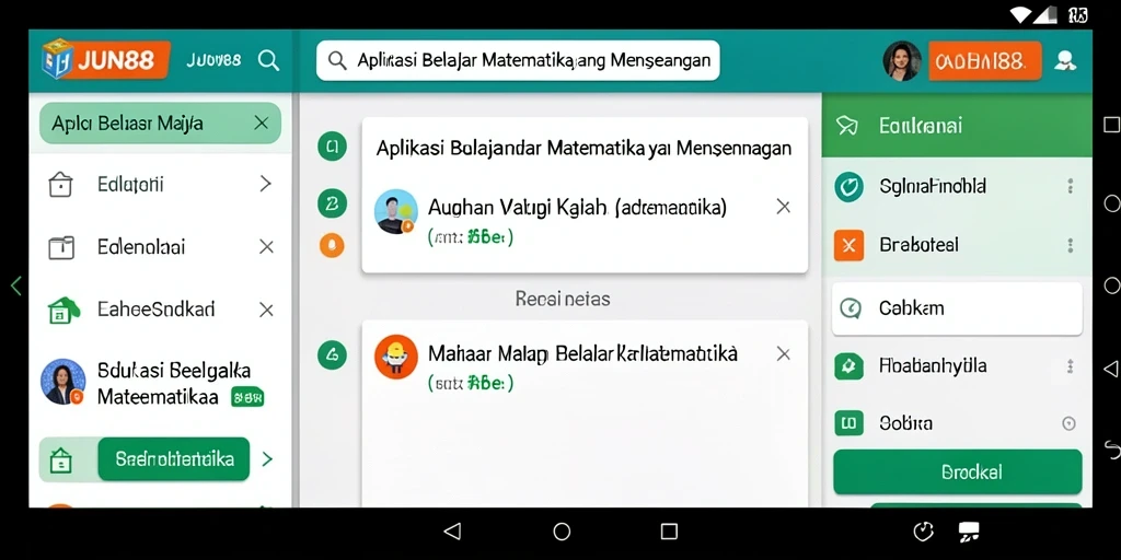 Tampilan antarmuka aplikasi JUN88 untuk belajar matematika.