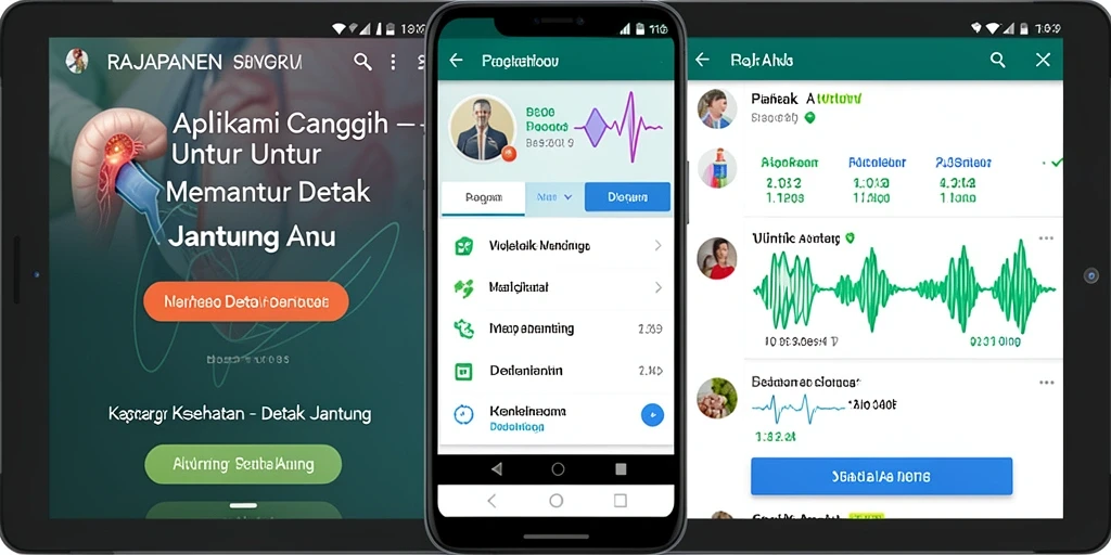 Antarmuka aplikasi RAJAPANEN untuk memantau detak jantung.