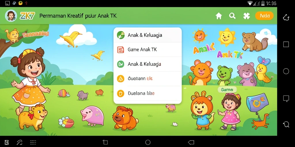 Antarmuka pengguna ZK7 yang menarik untuk anak-anak.