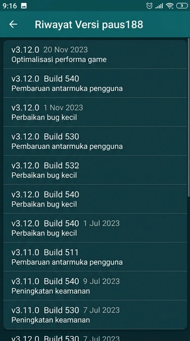 Riwayat Versi Aplikasi paus188 untuk Android